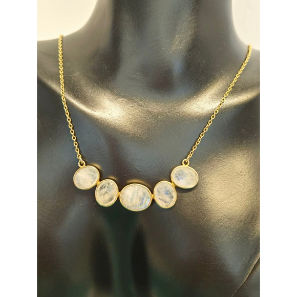 Necklace moonstone 925 sterling gold tone - Picture 2 of 8